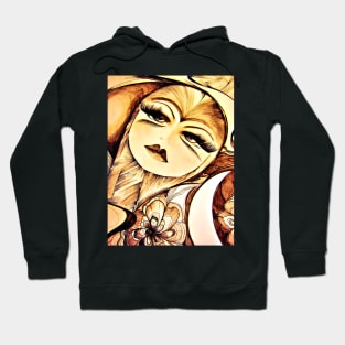 art deco moon child girl with moon lustre autumn Hoodie